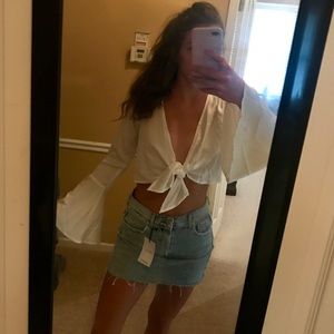Forever 21 white tie front crop top